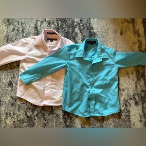 Toddler 3T Blue and 4 Boy Pink Button-Up Dress Shirts